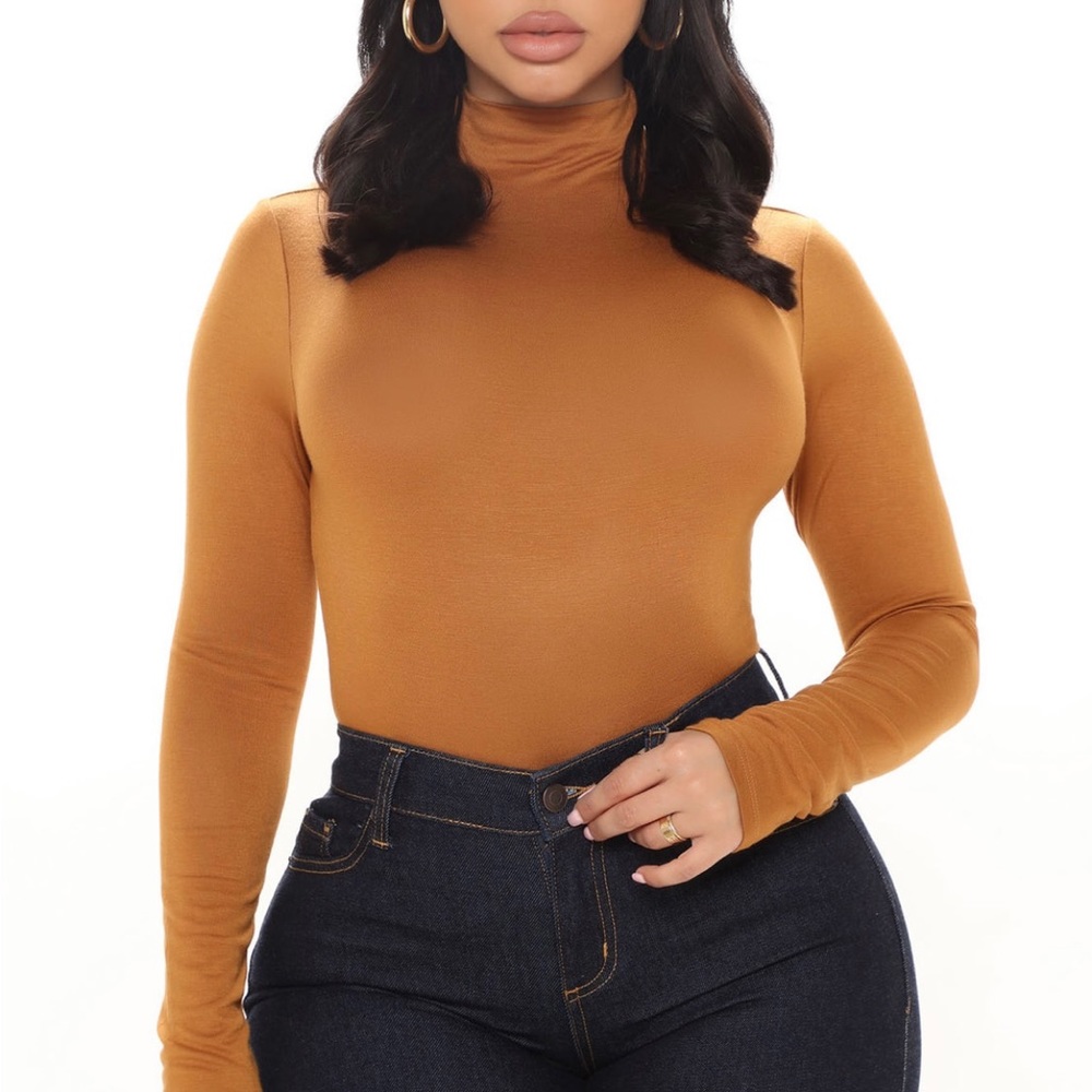 Camel Turtleneck Top